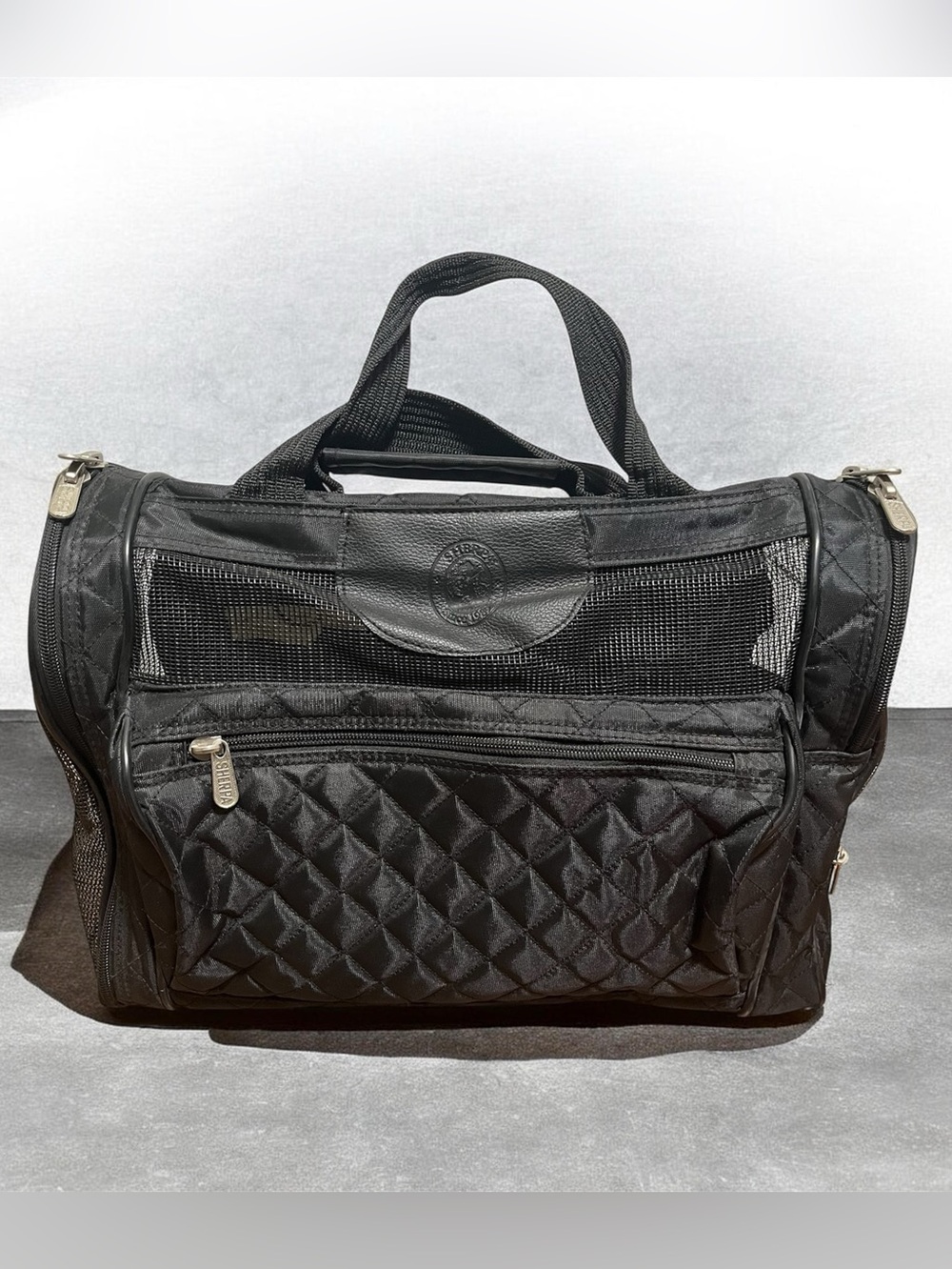 Sherpa Travel Original Deluxe black  quilted lattice stitching pet carrier